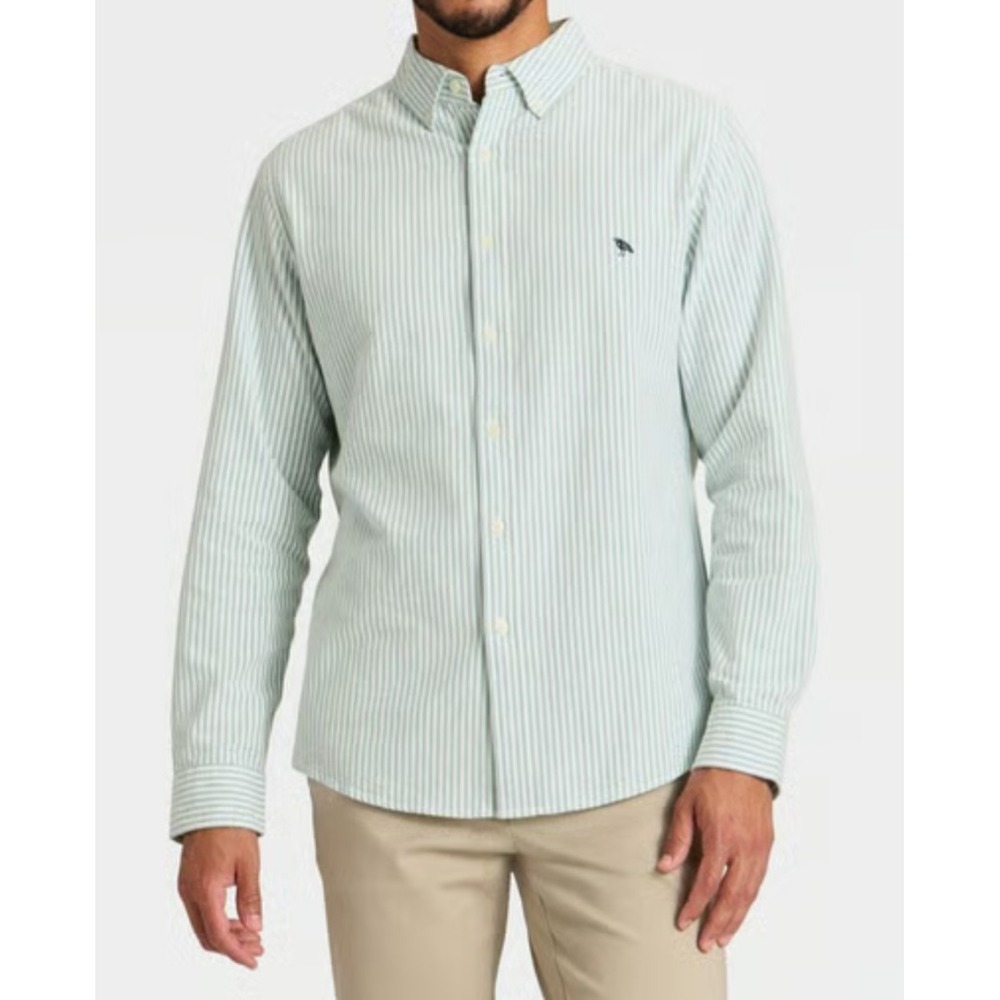 Men's Oxford Striped Long Sleeve Button Down Shirt- Goodfellow blue white XL